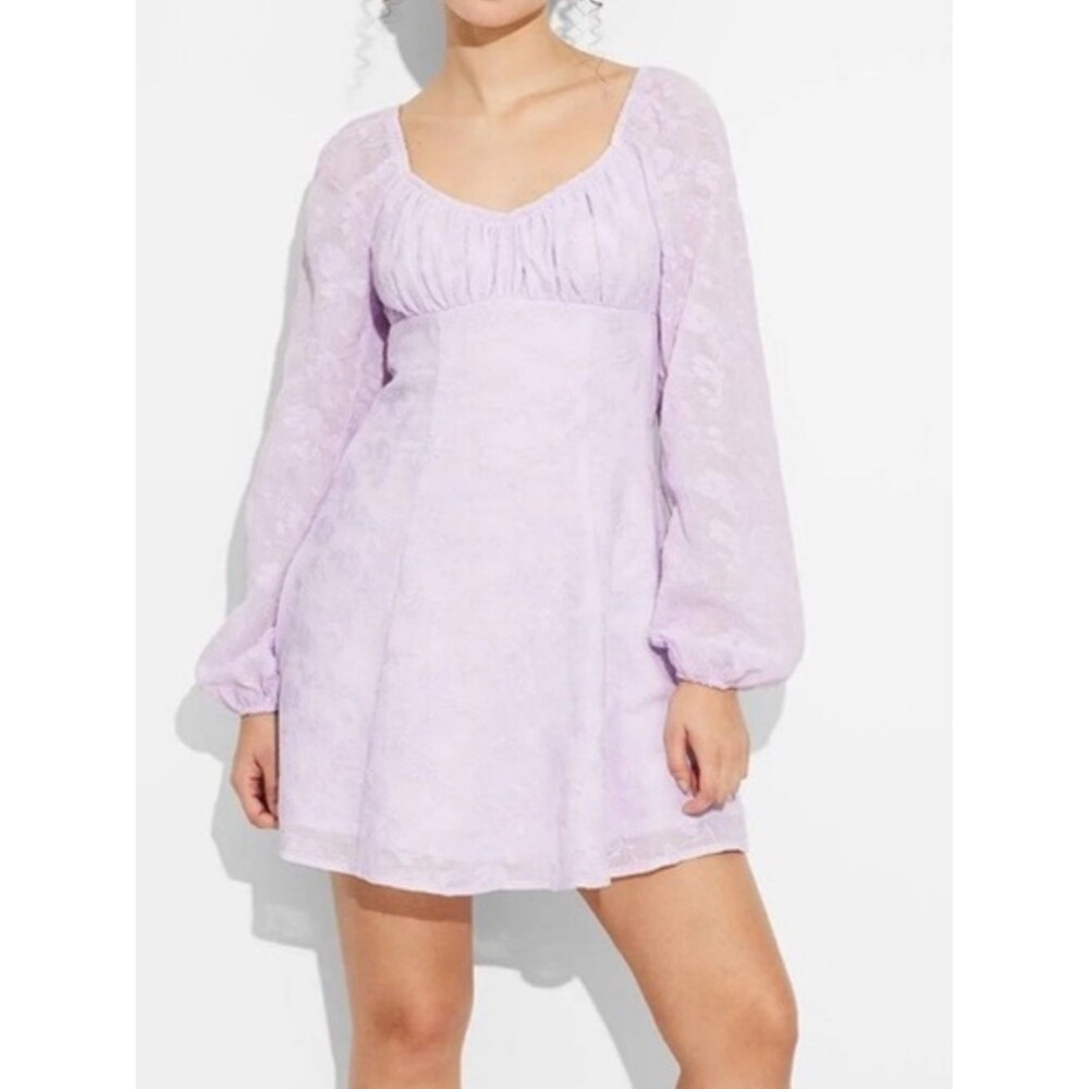 Wild Fable lilac fit & flare bishop long sleeves backless mini dress fairycore L